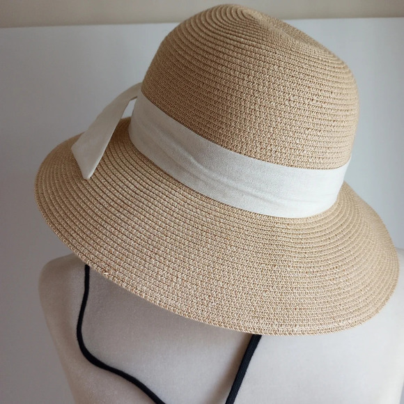 Furtalk Adjustable Sun Beach Hat Natural Linen Ribbon One Size - Picture 4 of 10